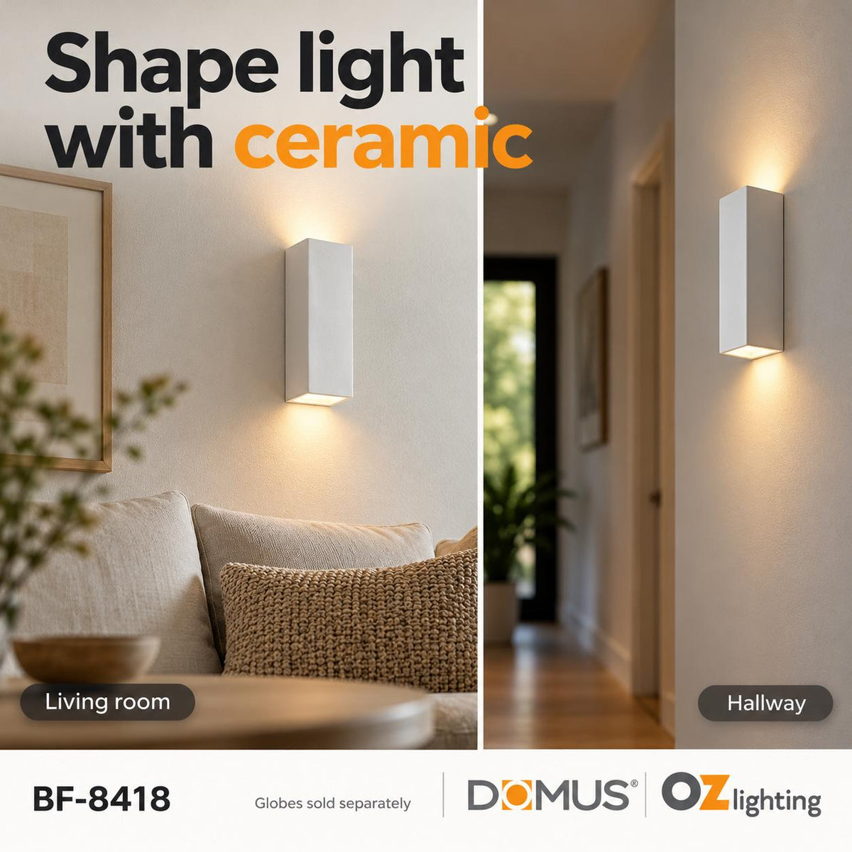 Domus BF-8418 Wall Light - Ceramic, Raw-Domus Lighting-Ozlighting.com.au