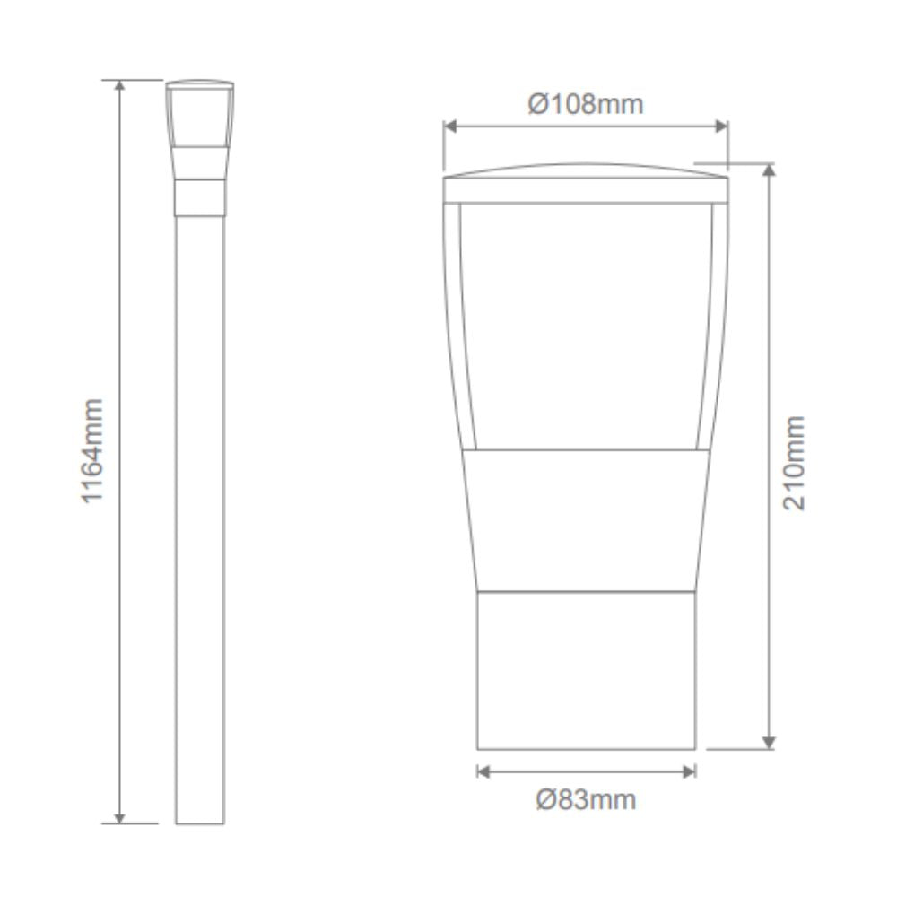 Domus BL-200-1M-KIT - Conical Opal Bollard Head 1M Kit Garden Light Powder Coated Finish-Domus Lighting-Ozlighting.com.au