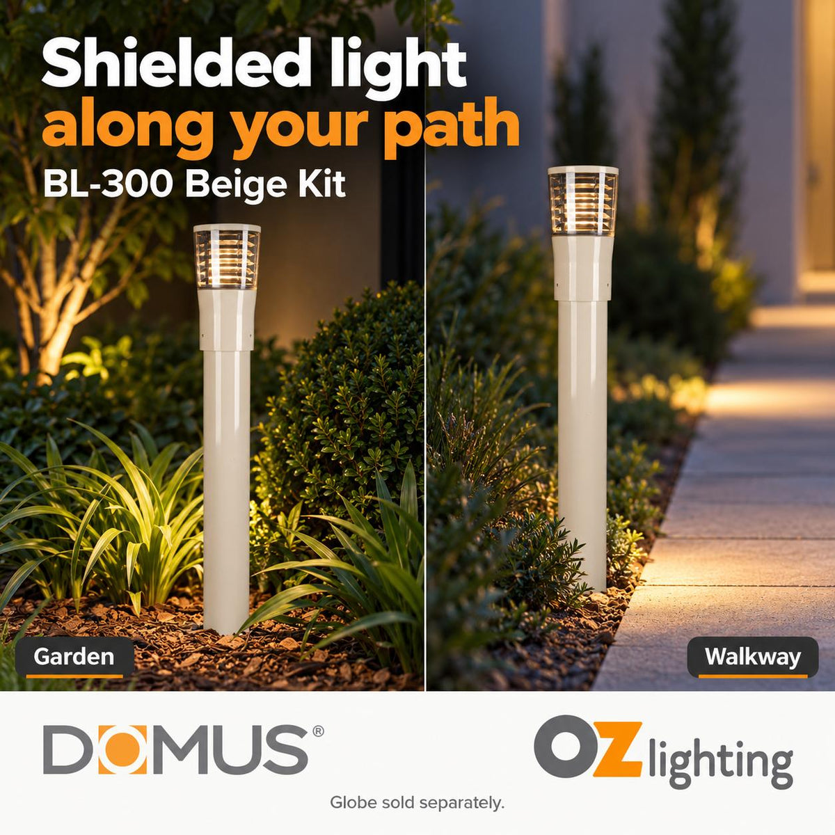 Domus BL-300-1M-KIT Bollard Head Kit - 1m, Conical, Louvred-Domus Lighting-Ozlighting.com.au