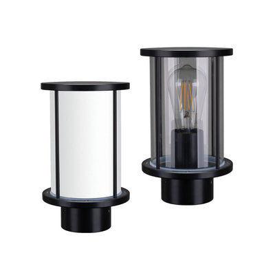 Domus BL-400 - Cylindrical Bollard Head Garden Light Black - Clear/Frost-Domus Lighting-Ozlighting.com.au