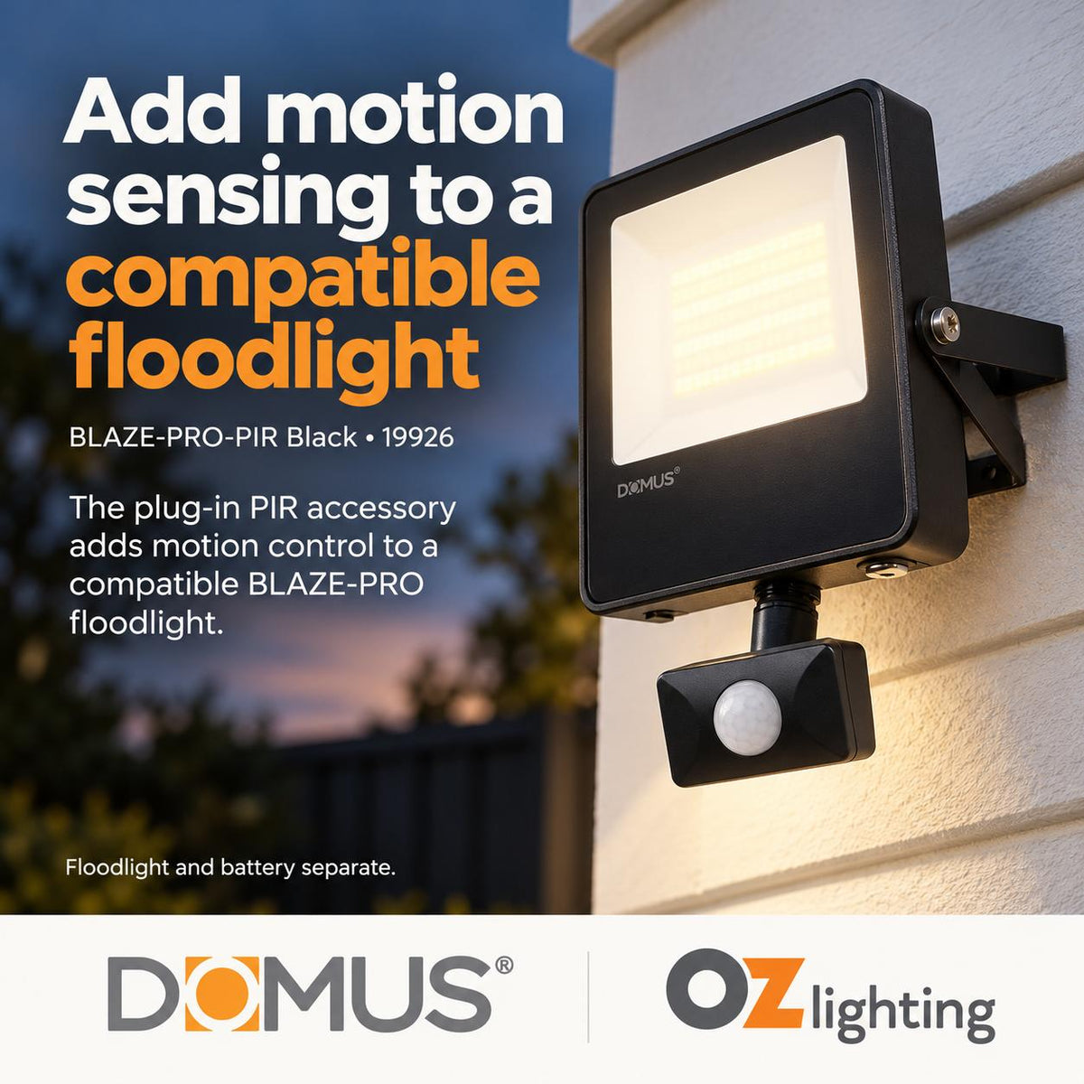 Domus BLAZE-PRO-PIR PIR Plug - & Play Sensor to suit Domus BLAZE-PRO Series-Domus Lighting-Ozlighting.com.au