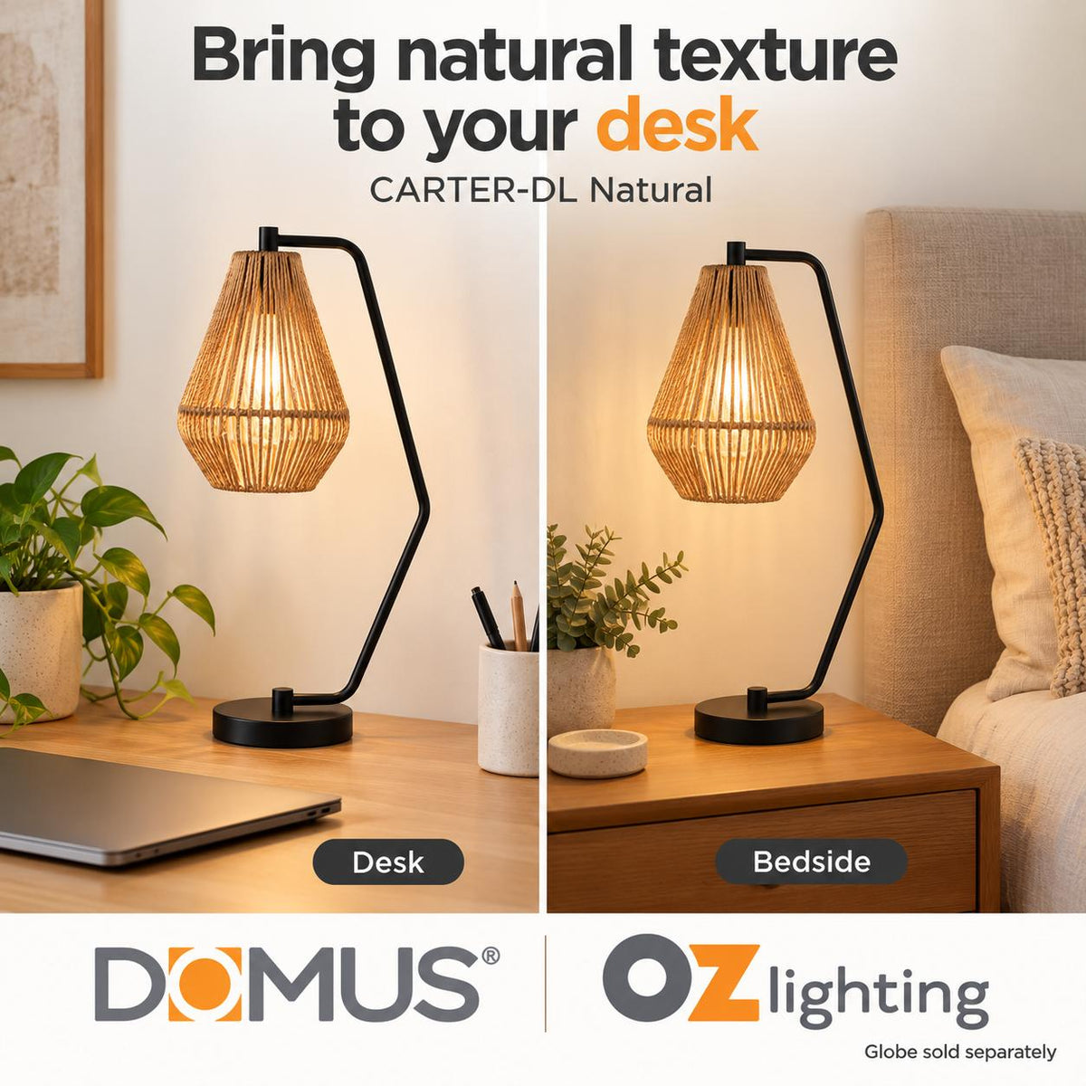 Domus CARTER-DL Paper Rope Desk Lamp-Domus Lighting-Ozlighting.com.au