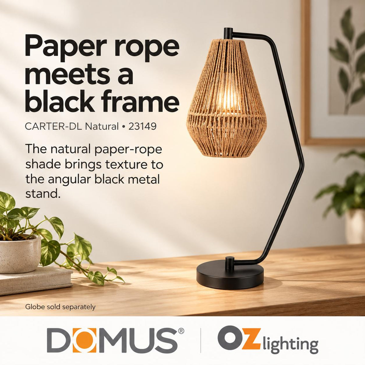 Domus CARTER-DL Paper Rope Desk Lamp-Domus Lighting-Ozlighting.com.au