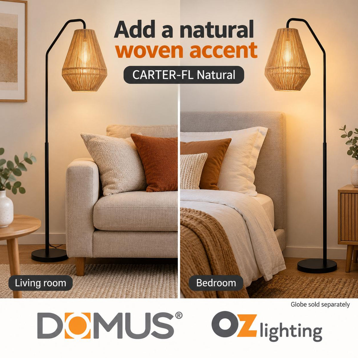 Domus CARTER-FL Floor Lamp - Paper Rope-Domus Lighting-Ozlighting.com.au