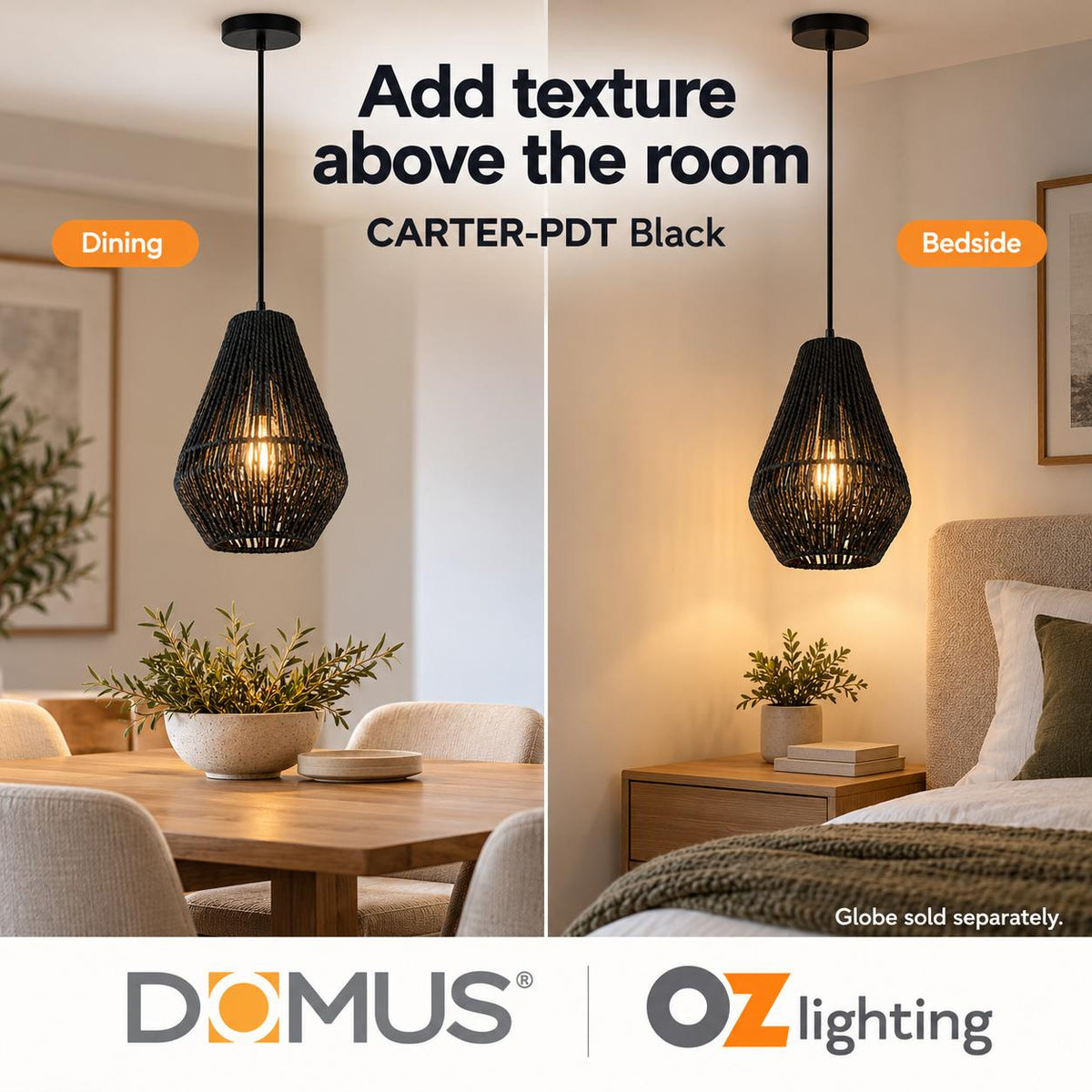 Domus CARTER-PDT Pendant - Paper Rope-Domus Lighting-Ozlighting.com.au