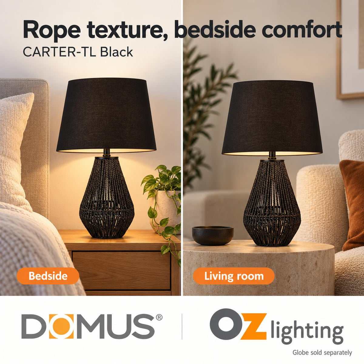 Domus CARTER-TL Table Lamp - Paper Rope-Domus Lighting-Ozlighting.com.au