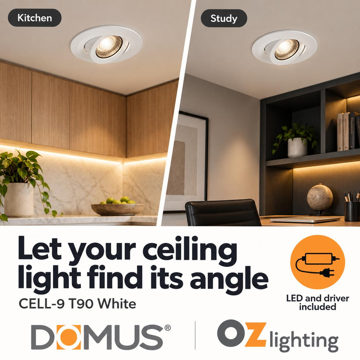 Domus CELL-9-5CCT-T90 LED Downlight - 9W, 5-CCT, Dimmable-Domus Lighting-Ozlighting.com.au