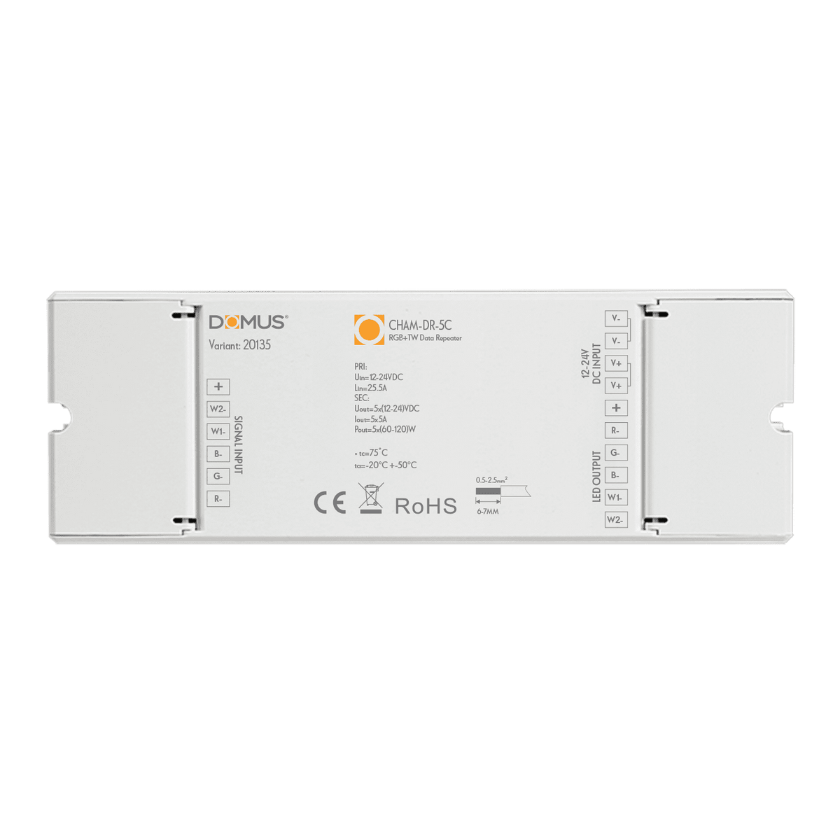 Domus CHAM-DR-5C - 5 Channel RGB+TW Data Signal Repeater-Domus Lighting-Ozlighting.com.au