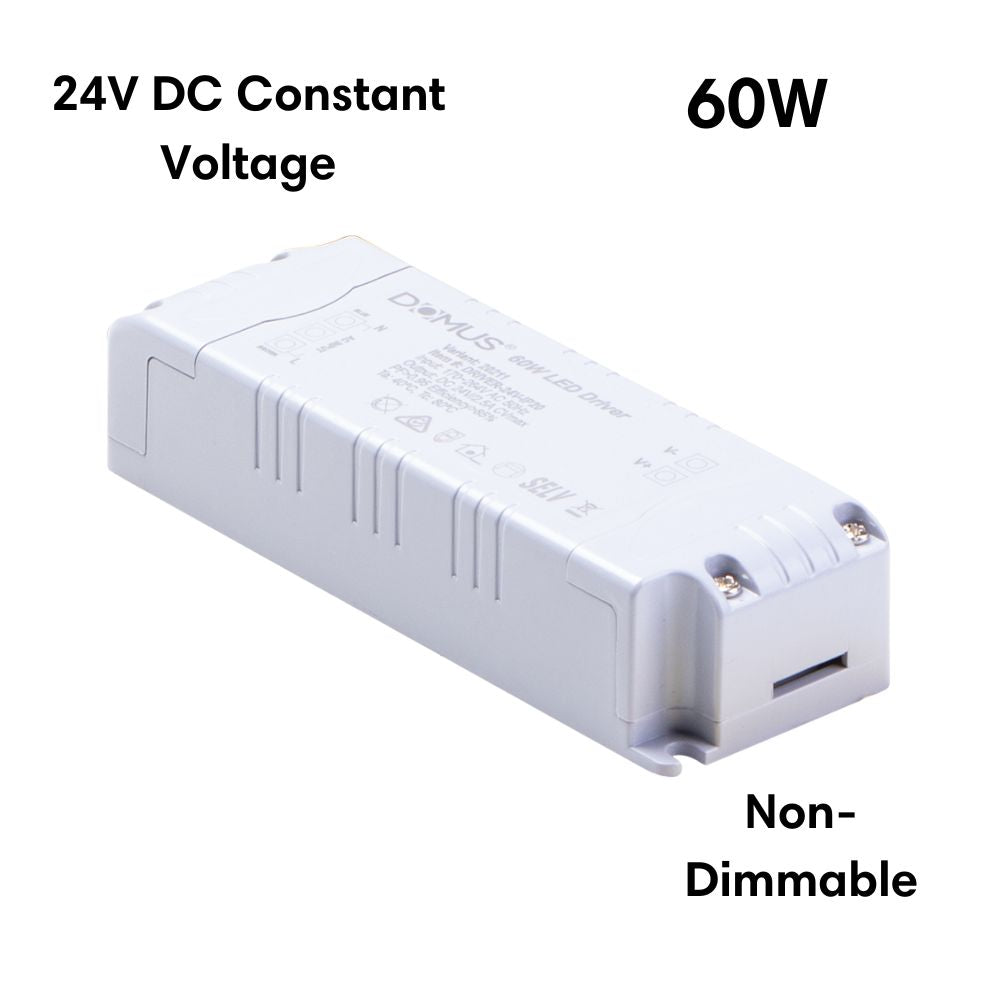 Domus DRIVER-24V-IP20 - 20W/30W/60W/100W 24V DC Constant Voltage Non-Dimmable Indoor LED Driver-Domus Lighting-Ozlighting.com.au