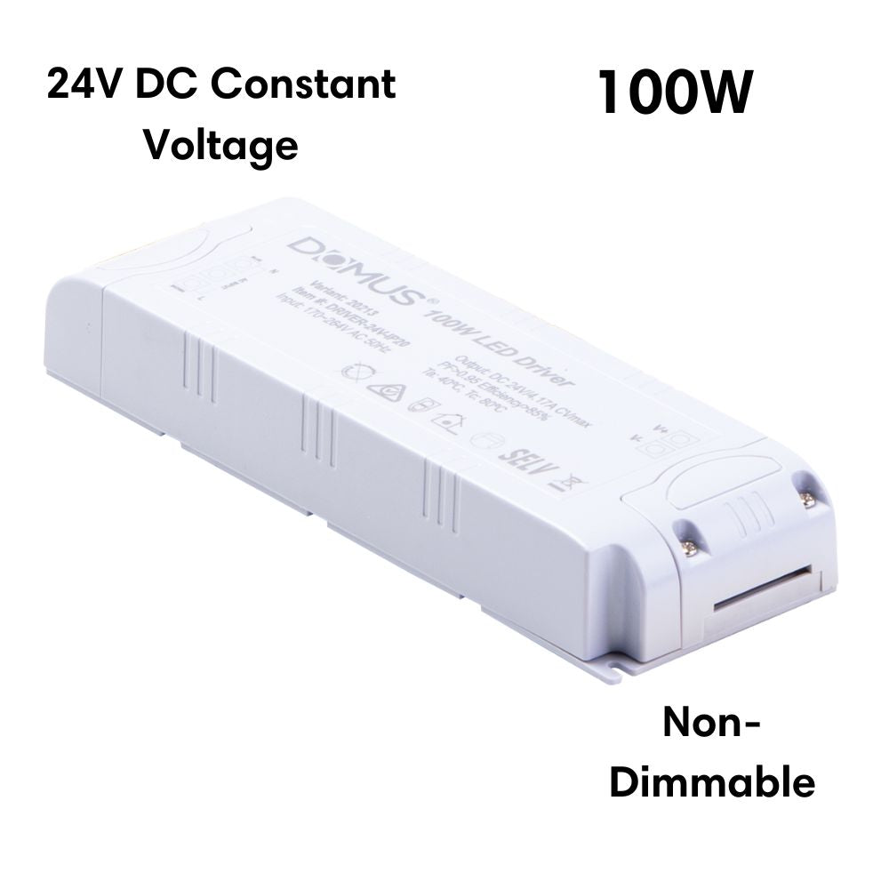 Domus DRIVER-24V-IP20 - 20W/30W/60W/100W 24V DC Constant Voltage Non-Dimmable Indoor LED Driver-Domus Lighting-Ozlighting.com.au