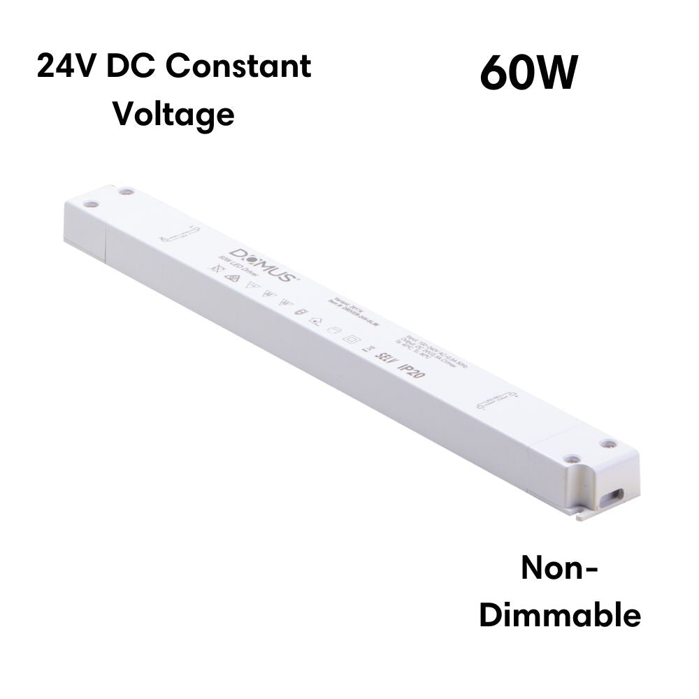 Domus DRIVER-24V-SLIM - 30W/60W/100W/150W 24V DC Constant Voltage Non-Dimmable Slim Linear Indoor LED Driver-Domus Lighting-Ozlighting.com.au