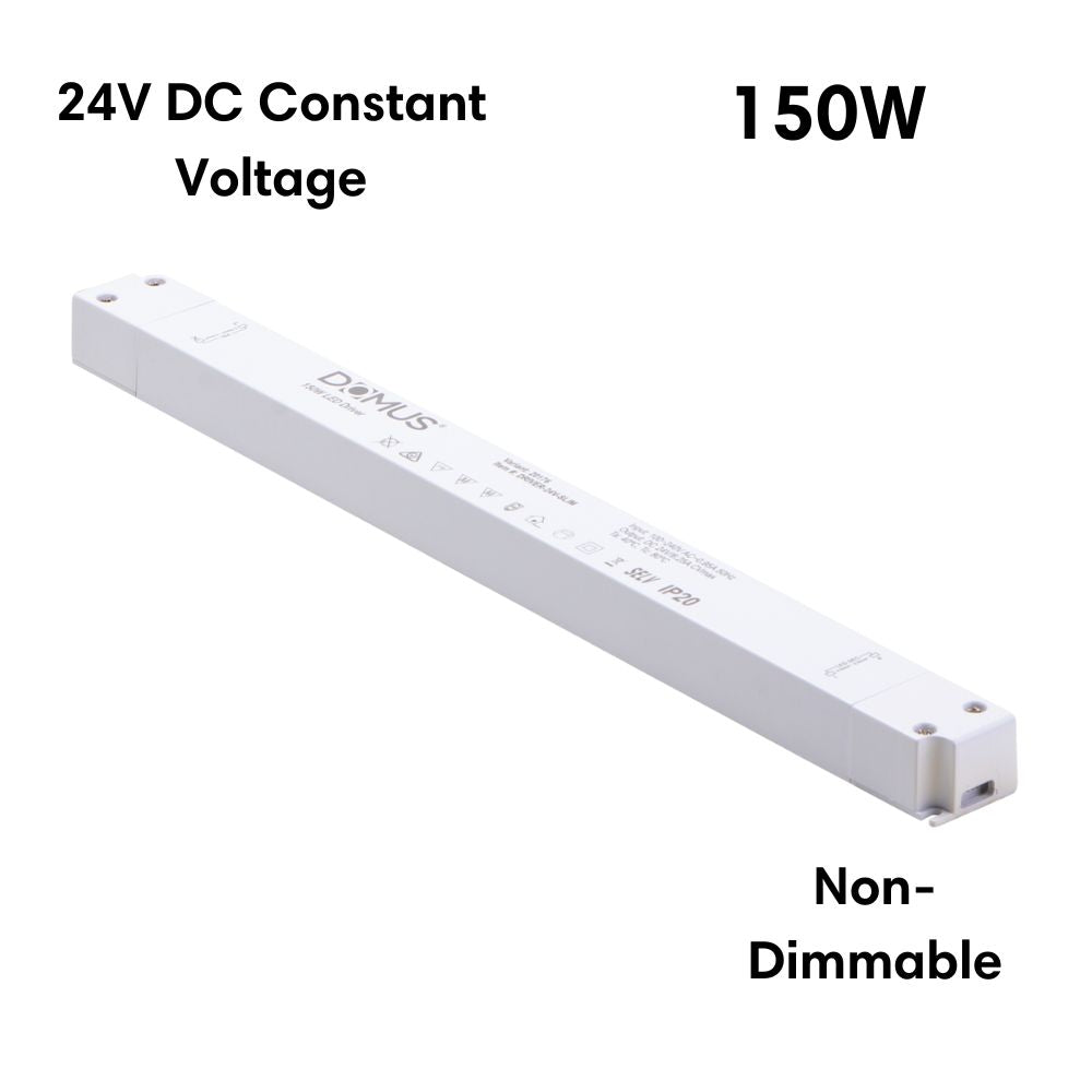 Domus DRIVER-24V-SLIM - 30W/60W/100W/150W 24V DC Constant Voltage Non-Dimmable Slim Linear Indoor LED Driver-Domus Lighting-Ozlighting.com.au