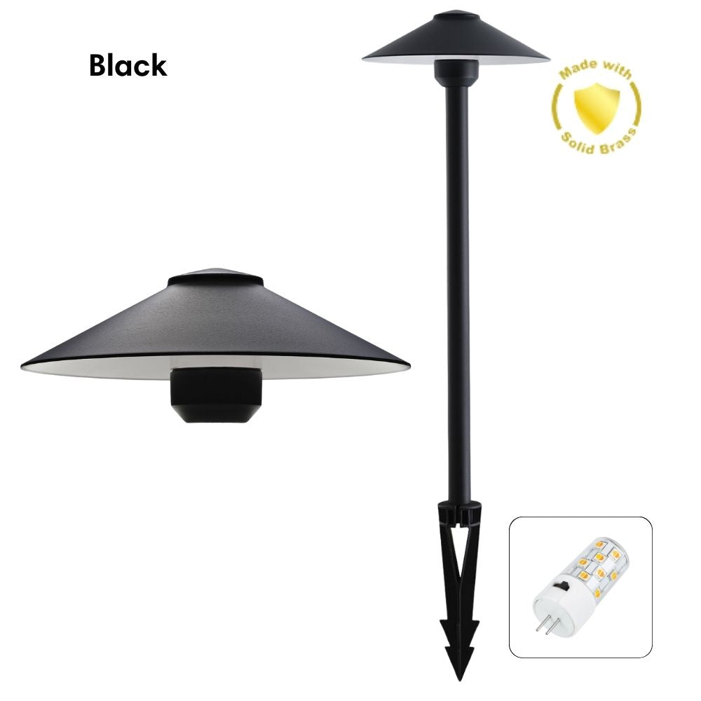 Domus DUSK-PATH-L 4W 12V DC LED Tri-Colour G4 Replaceable Outdoor Large Hooded Spike - Path Light IP65 Solid - DRIVER REQUIRED-Domus Lighting-Ozlighting.com.au