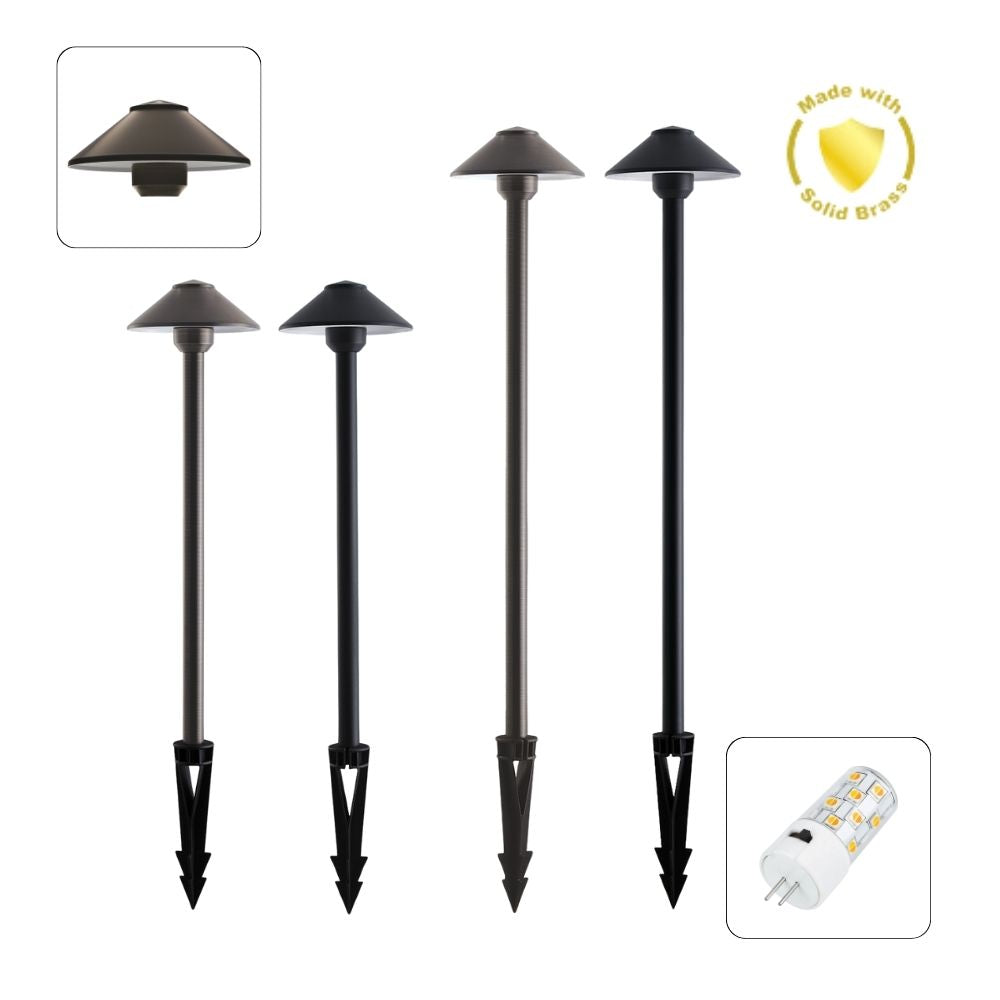 Domus DUSK-PATH-M 4W 12V DC LED Tri-Colour G4 Replaceable Outdoor Medium Hooded Spike - Path Light IP65 Solid - DRIVER REQUIRED-Domus Lighting-Ozlighting.com.au