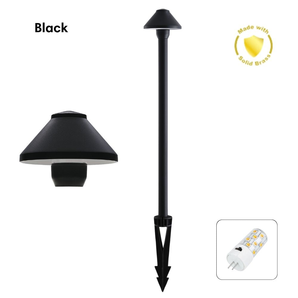 Domus DUSK-PATH-S 4W 12V DC LED Tri-Colour G4 Replaceable Outdoor Small Hooded Spike - Path Light IP65 Solid - DRIVER REQUIRED-Domus Lighting-Ozlighting.com.au