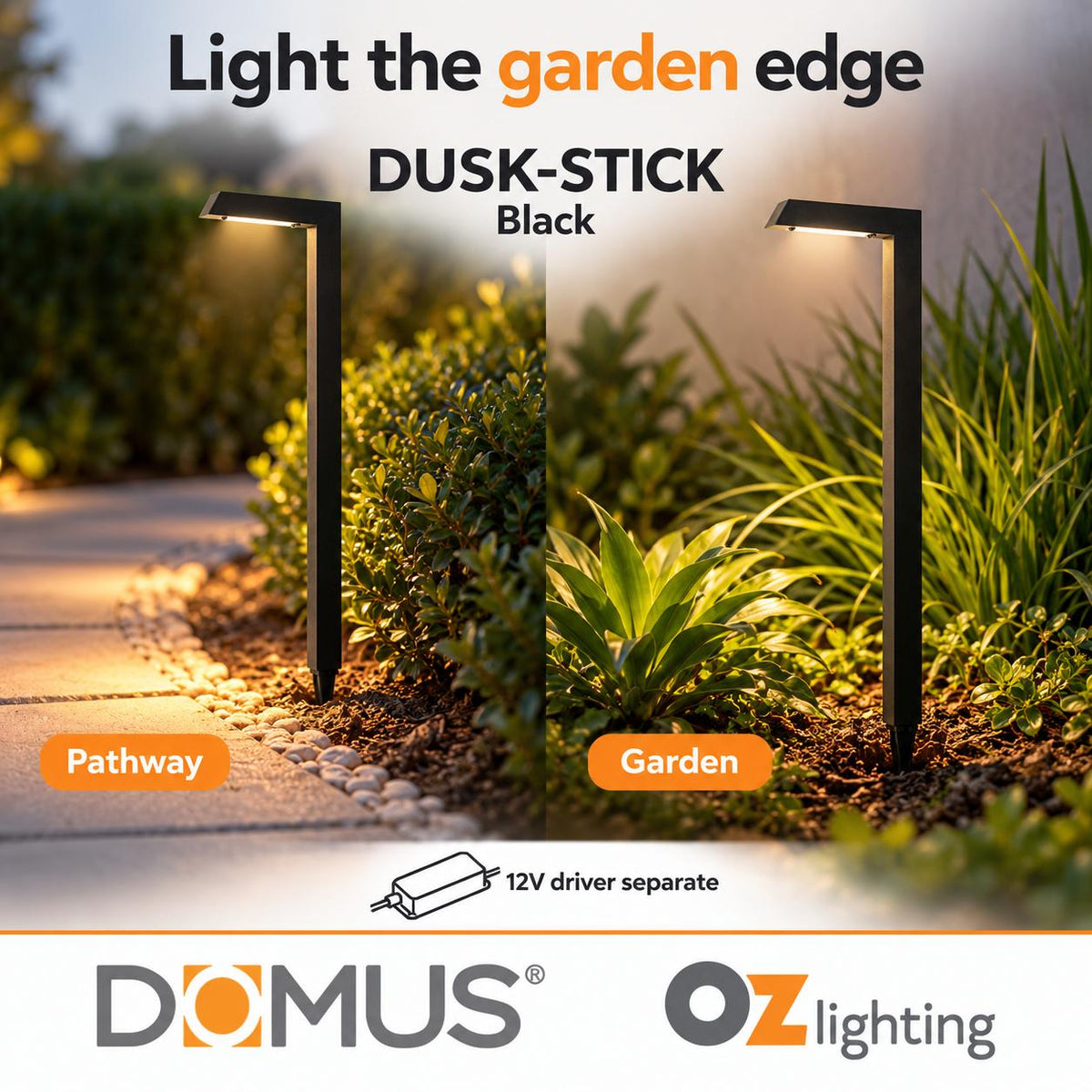 Domus DUSK-STICK 4W 12V DC LED Tri-Colour G4 Replaceable Outdoor Stick Post - Spike Path Light IP54 - DRIVER REQUIRED-Domus Lighting-Ozlighting.com.au