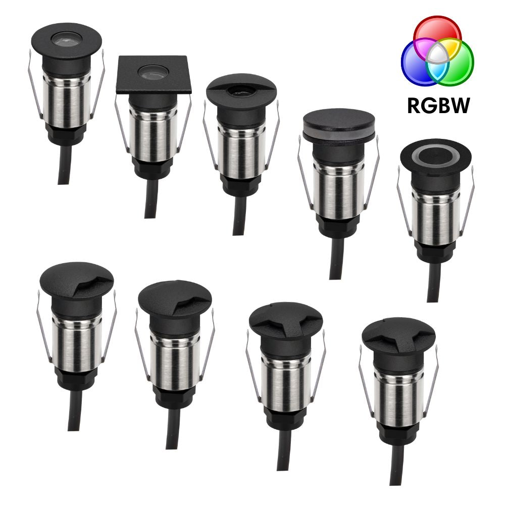 Domus EMIT-25-RGBW-BLK LED Inground Light - 1W, 24V DC, RGBW, IP67, Recessed, 25mm, Black - DRIVER REQUIRED-Domus Lighting-Ozlighting.com.au