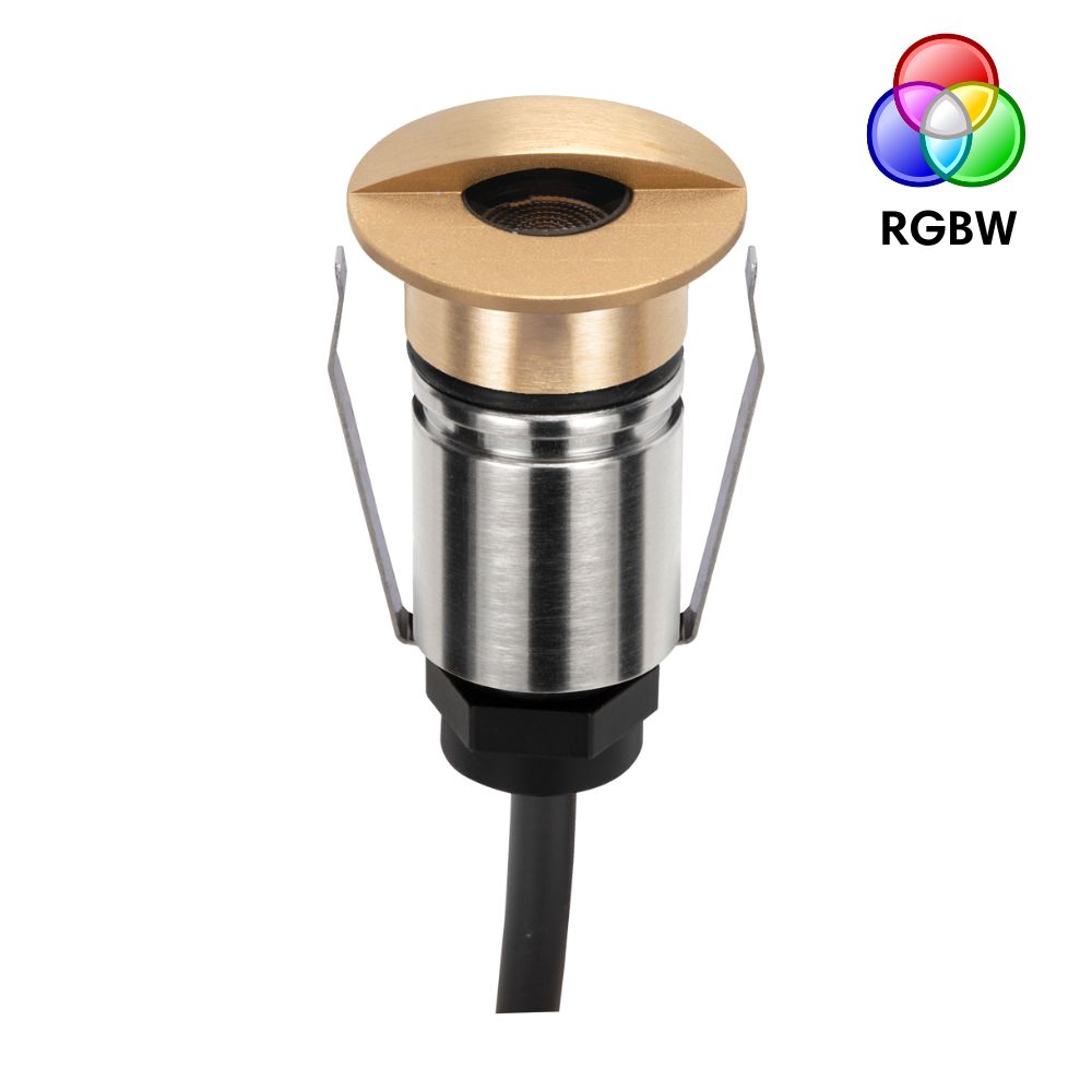 Domus EMIT-25-RGBW-BRS LED Inground Light - 1W, 24V DC, RGBW, IP67, Recessed, 25mm, Brass - DRIVER REQUIRED-Domus Lighting-Ozlighting.com.au