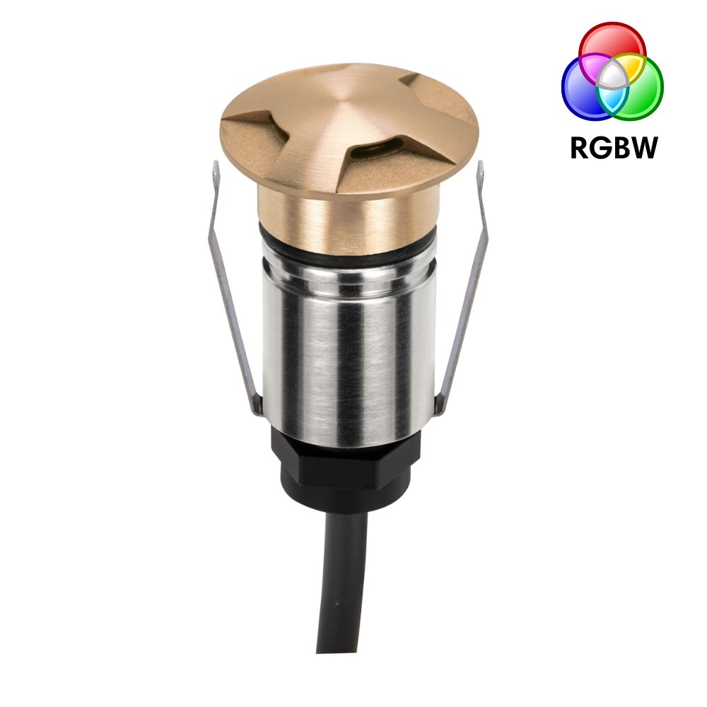 Domus EMIT-25-RGBW-BRS LED Inground Light - 1W, 24V DC, RGBW, IP67, Recessed, 25mm, Brass - DRIVER REQUIRED-Domus Lighting-Ozlighting.com.au