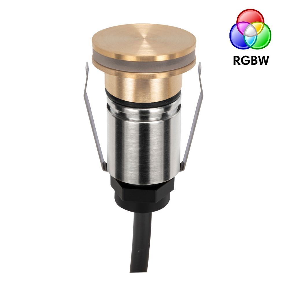 Domus EMIT-25-RGBW-BRS LED Inground Light - 1W, 24V DC, RGBW, IP67, Recessed, 25mm, Brass - DRIVER REQUIRED-Domus Lighting-Ozlighting.com.au