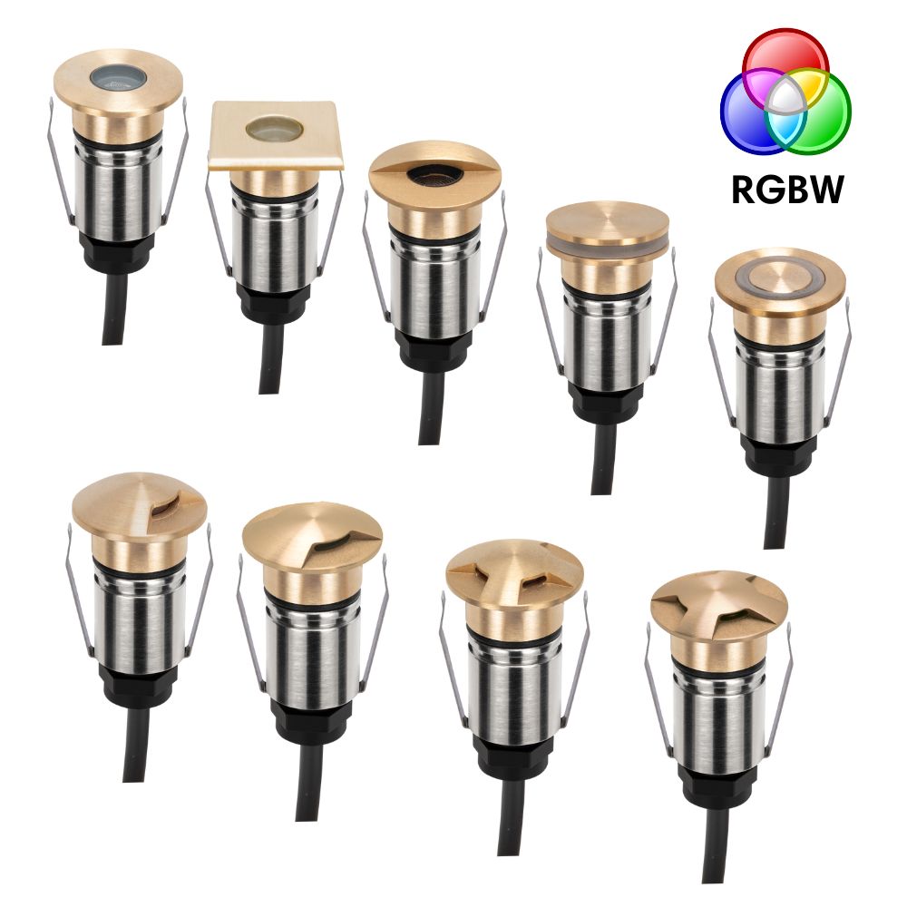 Domus EMIT-25-RGBW-BRS LED Inground Light - 1W, 24V DC, RGBW, IP67, Recessed, 25mm, Brass - DRIVER REQUIRED-Domus Lighting-Ozlighting.com.au