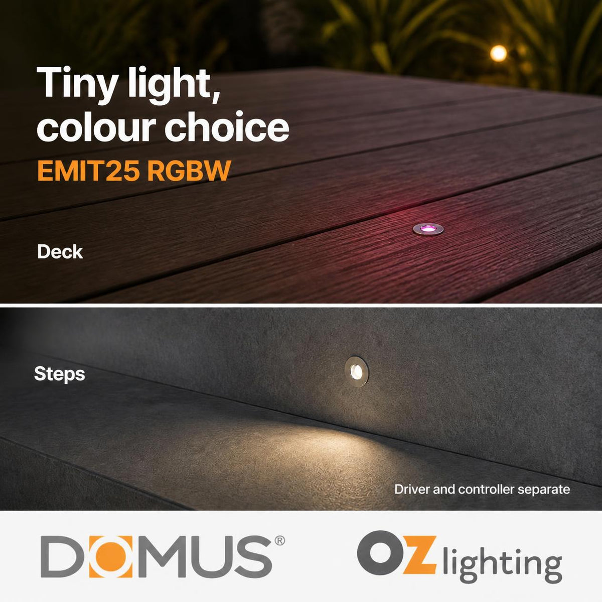 Domus EMIT-25-RGBW-STS LED Inground Light - 1W, 24V DC, 25mm, RGBW, IP67, Recessed, Stainless Steel - DRIVER REQUIRED-Domus Lighting-Ozlighting.com.au
