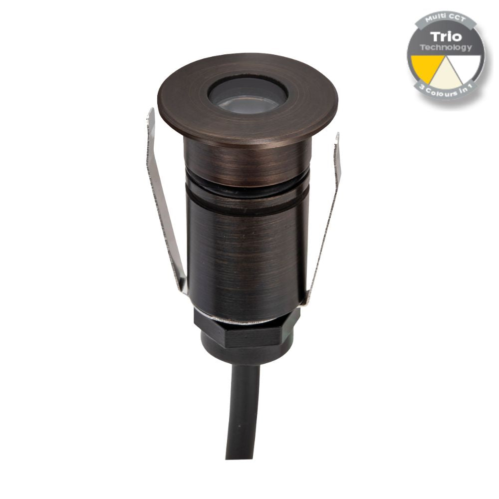 Domus EMIT-25-TRIO-AB LED Inground Light - 1W, 12/24V DC, Tri-Colour, IP67, Recessed, 25mm, Antique Brass - DRIVER REQUIRED-Domus Lighting-Ozlighting.com.au