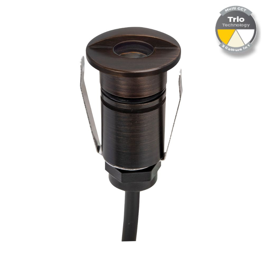 Domus EMIT-25-TRIO-AB LED Inground Light - 1W, 12/24V DC, Tri-Colour, IP67, Recessed, 25mm, Antique Brass - DRIVER REQUIRED-Domus Lighting-Ozlighting.com.au