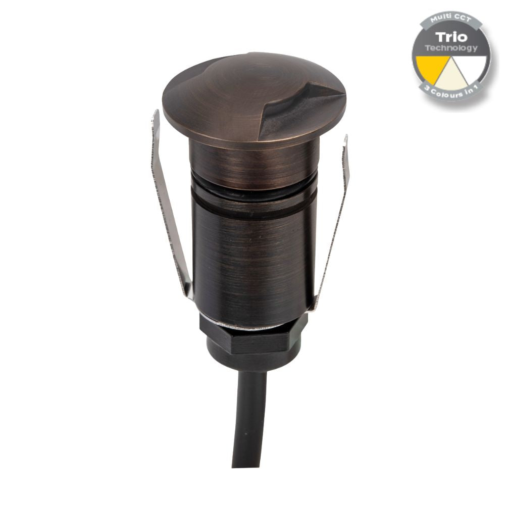 Domus EMIT-25-TRIO-AB LED Inground Light - 1W, 12/24V DC, Tri-Colour, IP67, Recessed, 25mm, Antique Brass - DRIVER REQUIRED-Domus Lighting-Ozlighting.com.au