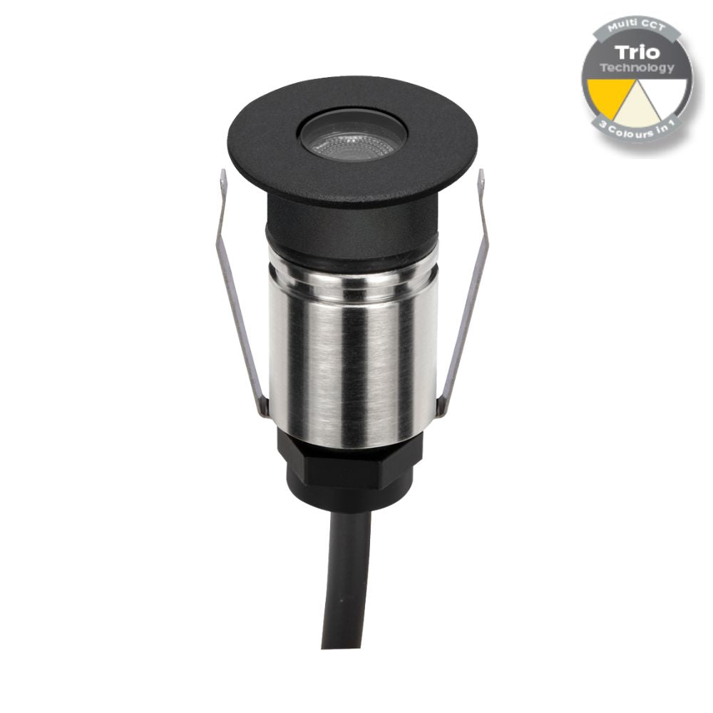 Domus EMIT-25-TRIO-BLK LED Inground Light - 1W, 12/24V DC, Tri-Colour, IP67, Recessed, 25mm, Black - DRIVER REQUIRED-Domus Lighting-Ozlighting.com.au