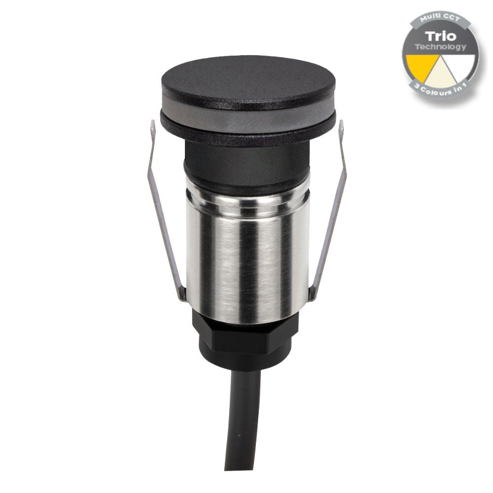 Domus EMIT-25-TRIO-BLK LED Inground Light - 1W, 12/24V DC, Tri-Colour, IP67, Recessed, 25mm, Black - DRIVER REQUIRED-Domus Lighting-Ozlighting.com.au