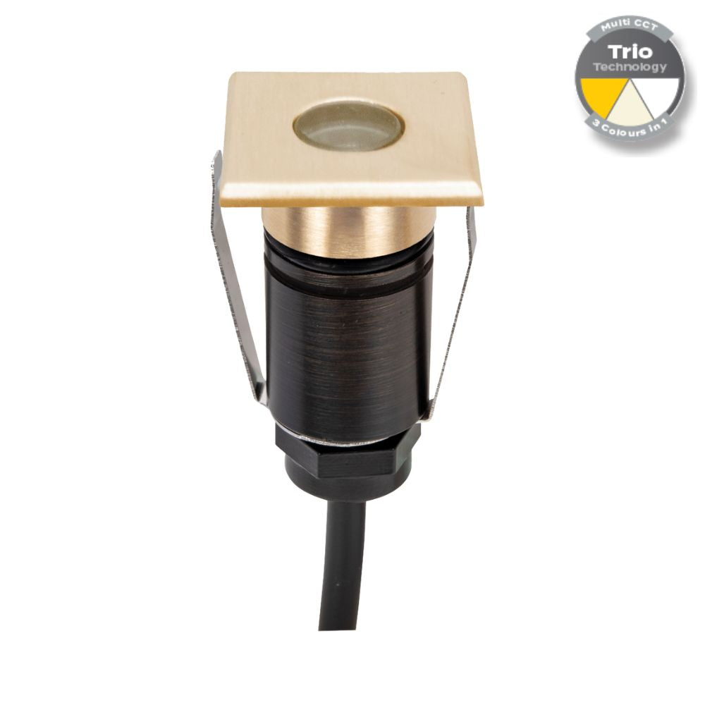 Domus EMIT-25-TRIO-BRS LED Inground Light - 1W, 12/24V DC, Tri-Colour, IP67, Recessed, 25mm, Brass - DRIVER REQUIRED-Domus Lighting-Ozlighting.com.au