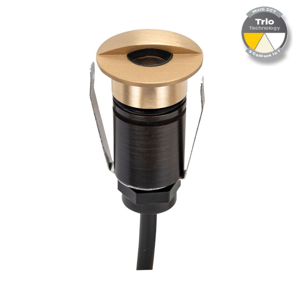 Domus EMIT-25-TRIO-BRS LED Inground Light - 1W, 12/24V DC, Tri-Colour, IP67, Recessed, 25mm, Brass - DRIVER REQUIRED-Domus Lighting-Ozlighting.com.au