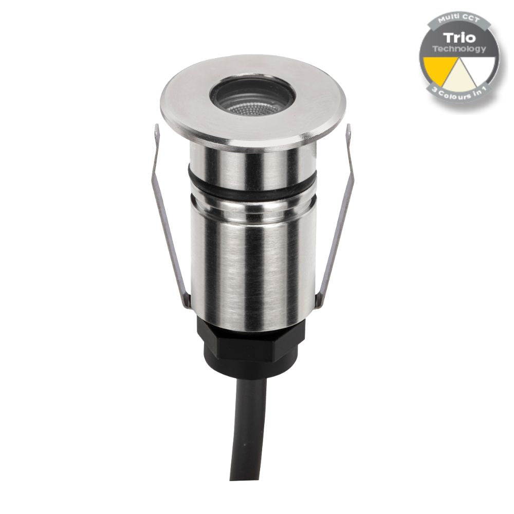 Domus EMIT-25-TRIO-STS LED Inground Light - 1W, 12/24V DC, 25mm, Tri-Colour, IP67, Recessed, Stainless Steel - DRIVER REQUIRED-Domus Lighting-Ozlighting.com.au