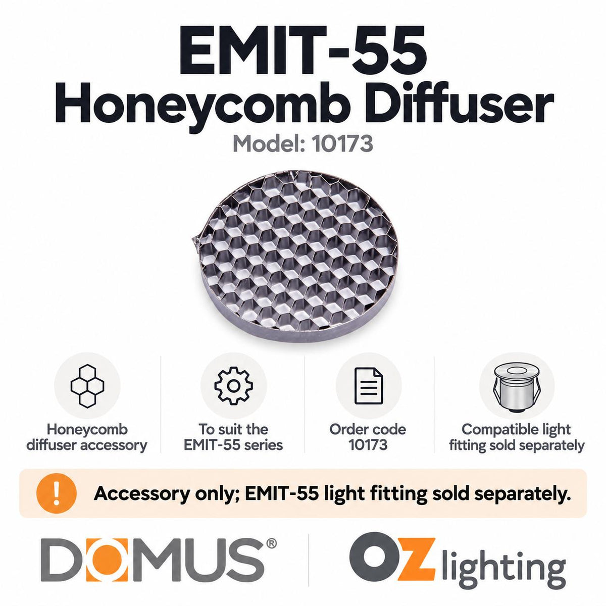 Domus EMIT-55-ACC Diffuser - & Lens Accessories to suit Domus EMIT-55 Series-Domus Lighting-Ozlighting.com.au