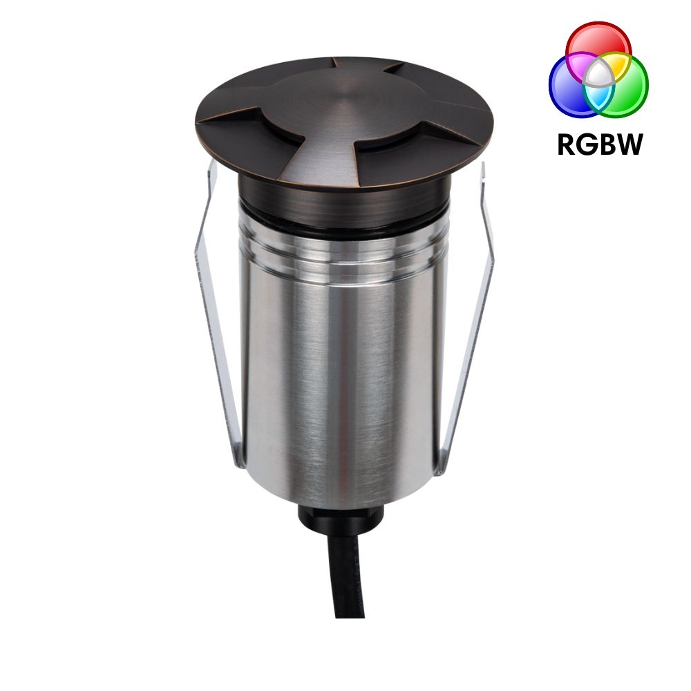 Domus EMIT-55-RGBW-AB LED Inground Light - 2.5W, 24V DC, RGBW, IP67, Recessed, 55mm, Antique Brass - DRIVER REQUIRED-Domus Lighting-Ozlighting.com.au