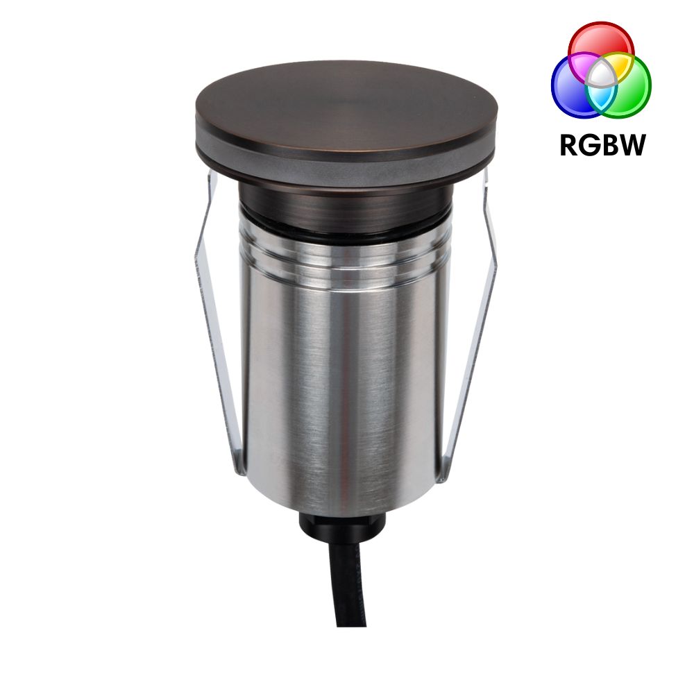 Domus EMIT-55-RGBW-AB LED Inground Light - 2.5W, 24V DC, RGBW, IP67, Recessed, 55mm, Antique Brass - DRIVER REQUIRED-Domus Lighting-Ozlighting.com.au