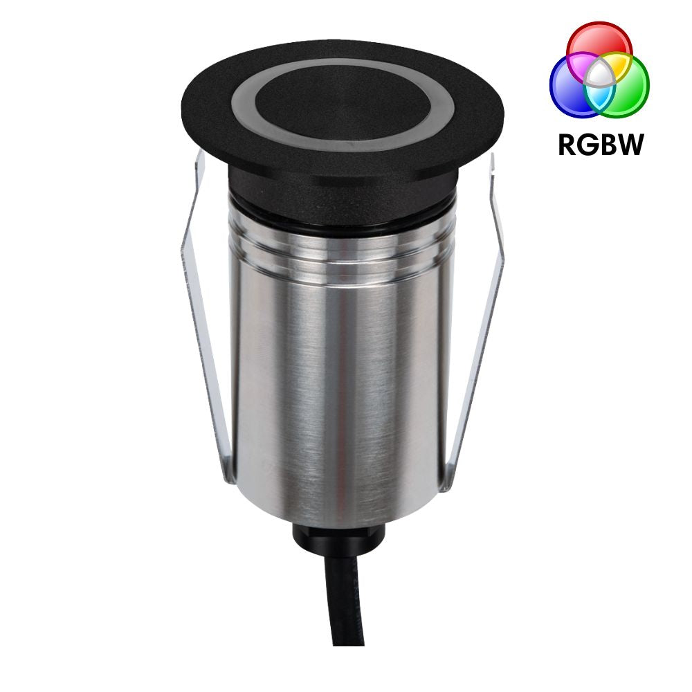 Domus EMIT-55-RGBW-BLK LED Inground Light - 2.5W, 24V DC, RGBW, IP67, Recessed, 55mm, Black - DRIVER REQUIRED-Domus Lighting-Ozlighting.com.au