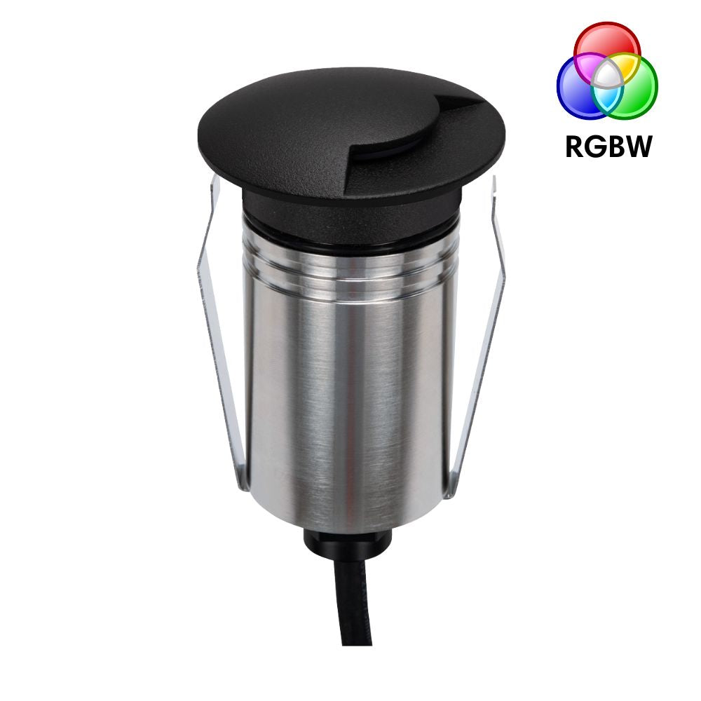 Domus EMIT-55-RGBW-BLK LED Inground Light - 2.5W, 24V DC, RGBW, IP67, Recessed, 55mm, Black - DRIVER REQUIRED-Domus Lighting-Ozlighting.com.au
