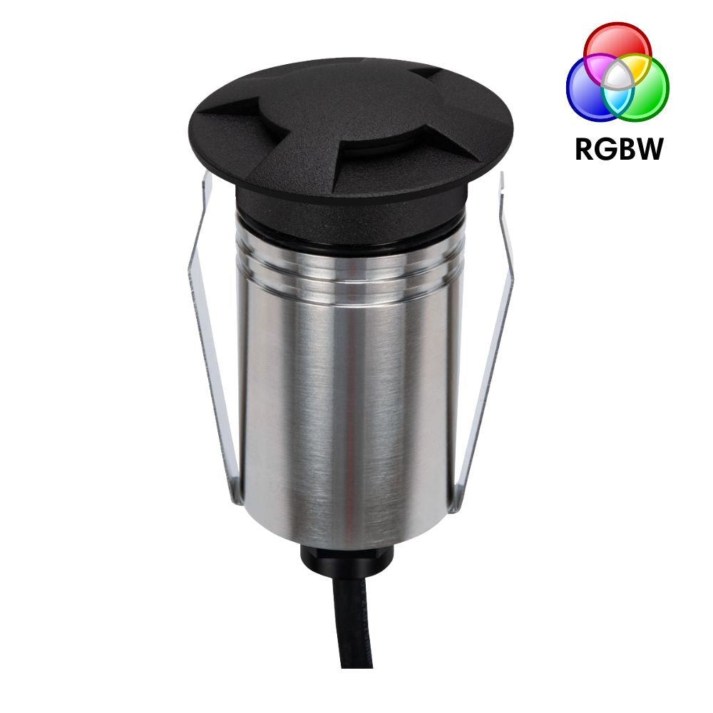 Domus EMIT-55-RGBW-BLK LED Inground Light - 2.5W, 24V DC, RGBW, IP67, Recessed, 55mm, Black - DRIVER REQUIRED-Domus Lighting-Ozlighting.com.au