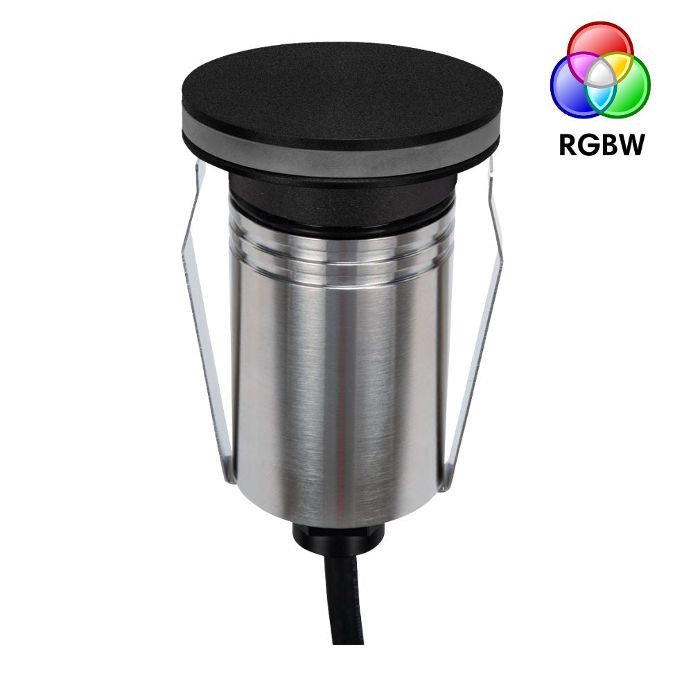 Domus EMIT-55-RGBW-BLK LED Inground Light - 2.5W, 24V DC, RGBW, IP67, Recessed, 55mm, Black - DRIVER REQUIRED-Domus Lighting-Ozlighting.com.au