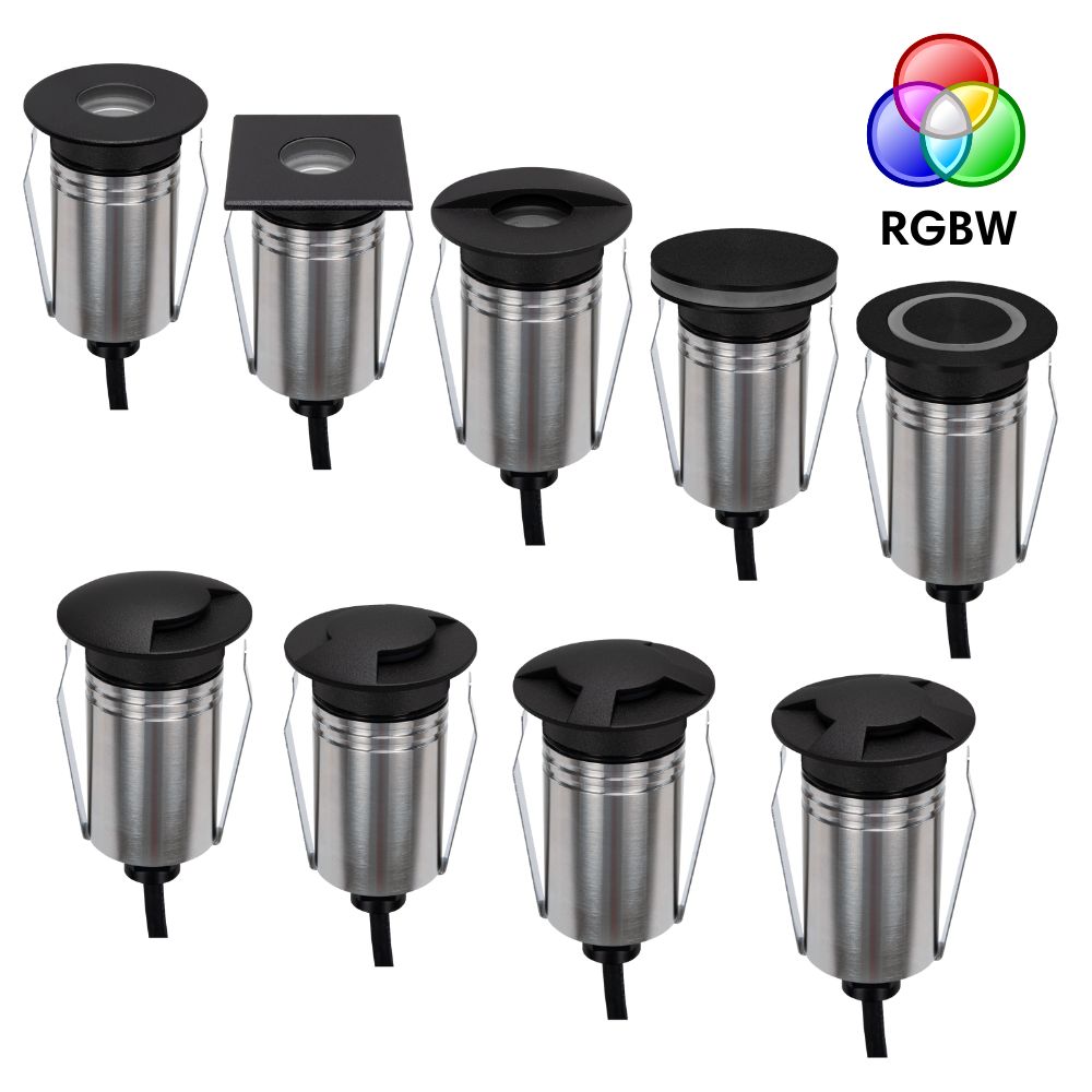 Domus EMIT-55-RGBW-BLK LED Inground Light - 2.5W, 24V DC, RGBW, IP67, Recessed, 55mm, Black - DRIVER REQUIRED-Domus Lighting-Ozlighting.com.au