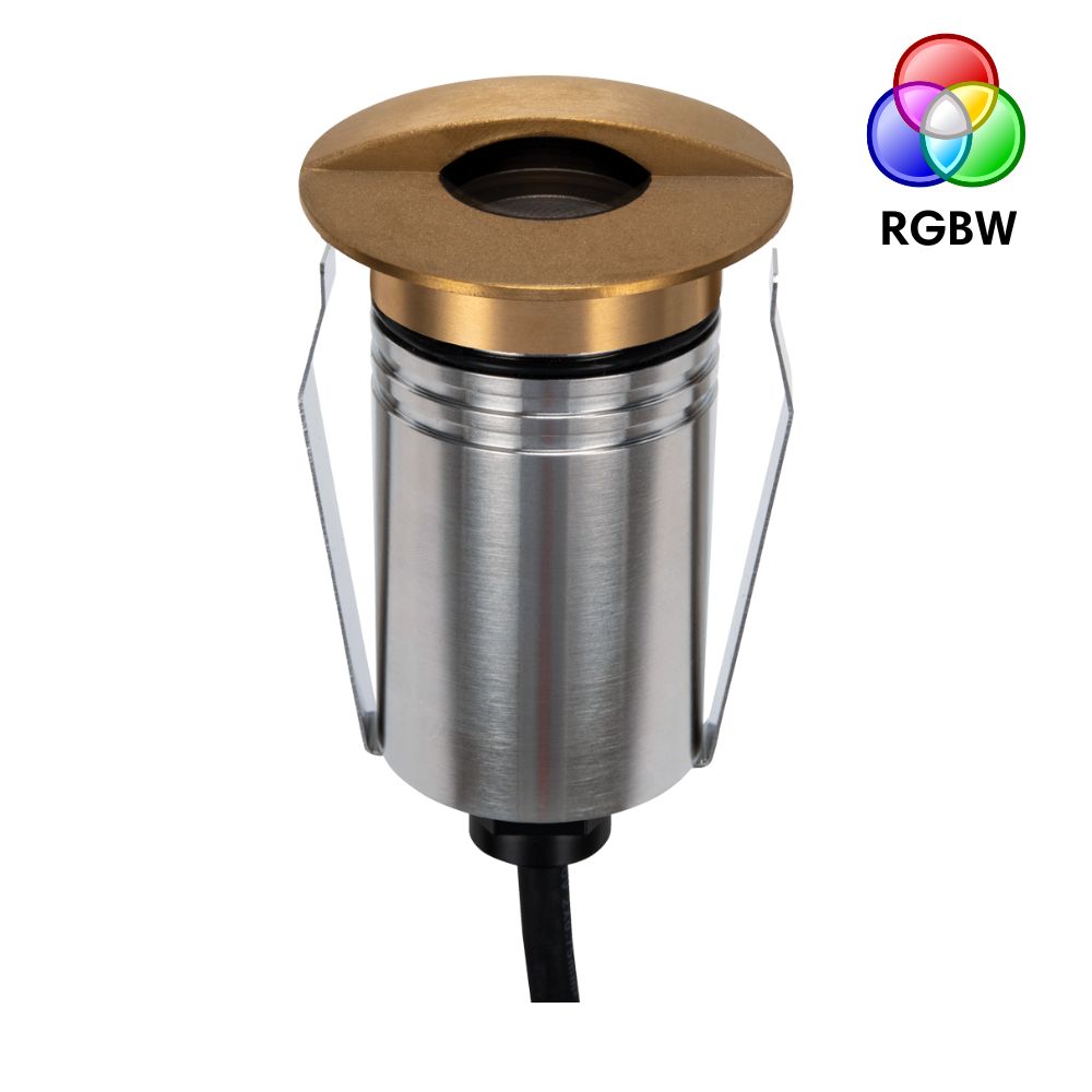 Domus EMIT-55-RGBW-BRS LED Inground Light - 2.5W, 24V DC, RGBW, IP67, Recessed, 55mm, Brass - DRIVER REQUIRED-Domus Lighting-Ozlighting.com.au