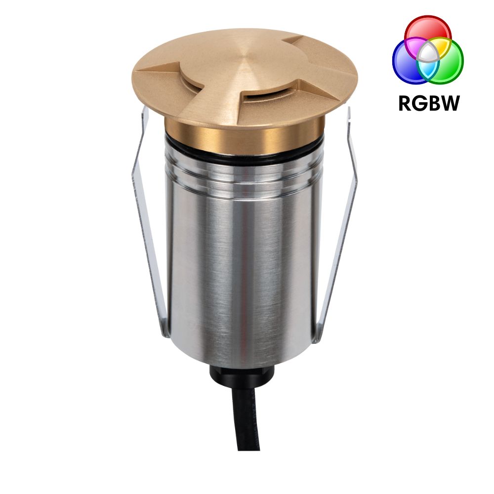 Domus EMIT-55-RGBW-BRS LED Inground Light - 2.5W, 24V DC, RGBW, IP67, Recessed, 55mm, Brass - DRIVER REQUIRED-Domus Lighting-Ozlighting.com.au