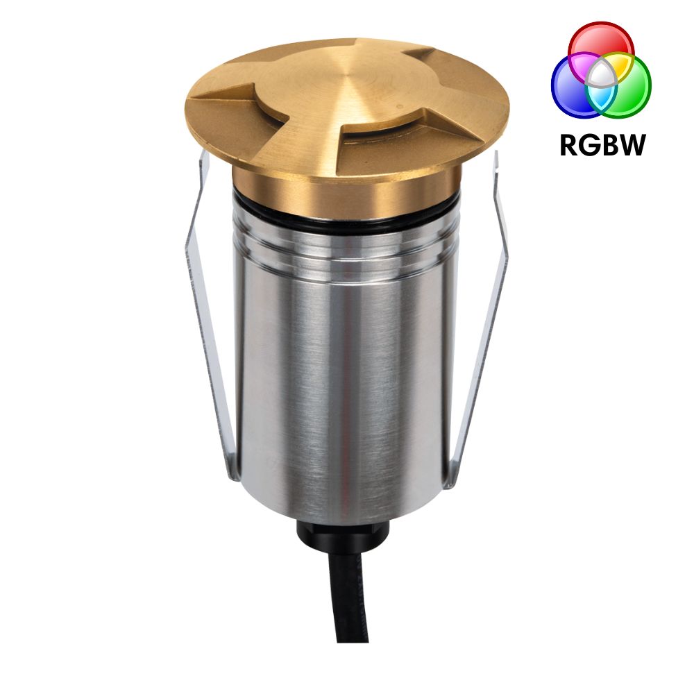 Domus EMIT-55-RGBW-BRS LED Inground Light - 2.5W, 24V DC, RGBW, IP67, Recessed, 55mm, Brass - DRIVER REQUIRED-Domus Lighting-Ozlighting.com.au