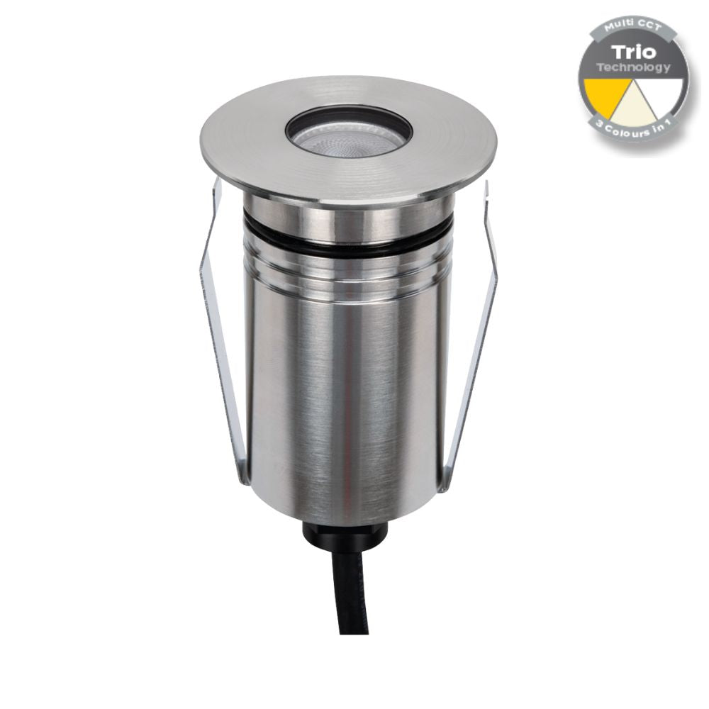 Domus EMIT-55-TRIO-STS LED Inground Light - 2.5W, 12/24V DC, 55mm, Tri-Colour, IP67, Recessed, Stainless Steel - DRIVER REQUIRED-Domus Lighting-Ozlighting.com.au
