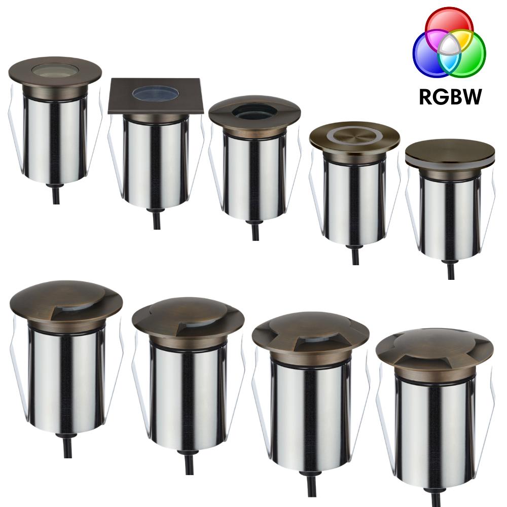 Domus EMIT-85-RGBW-AB- 6W LED 24V DC RGBW Recessed Inground Light IP67 Antique Brass - DRIVER REQUIRED-Domus Lighting-Ozlighting.com.au