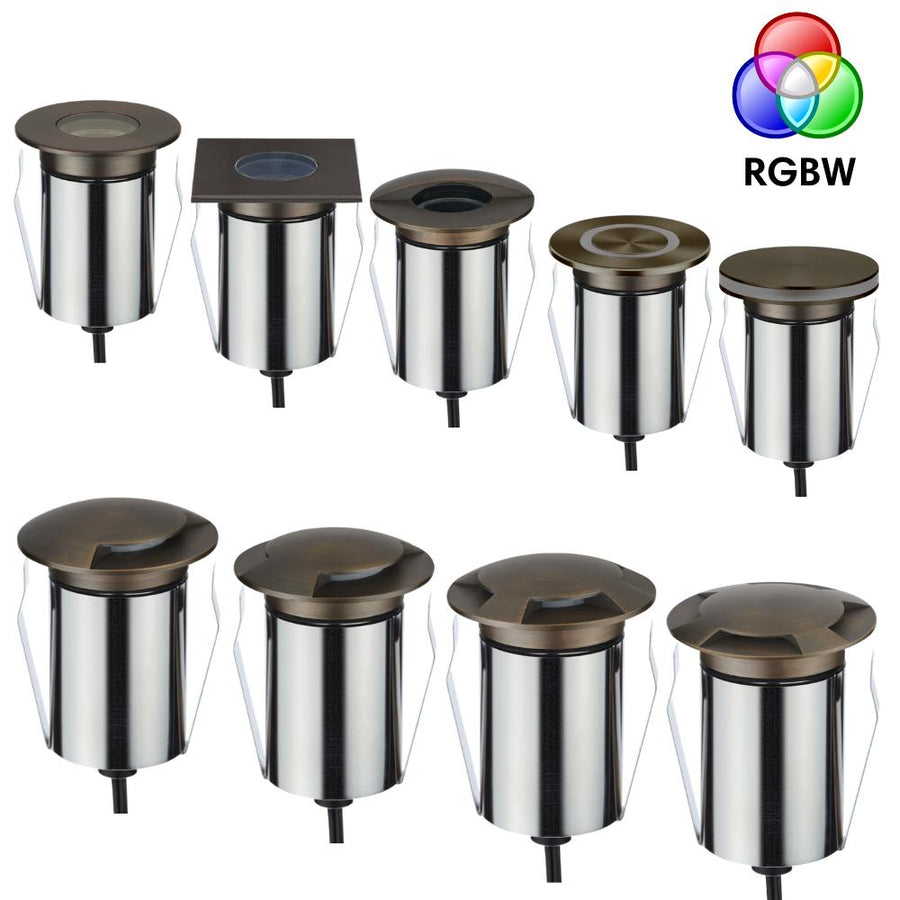 Domus EMIT-85-RGBW-AB- 6W LED 24V DC RGBW Recessed Inground Light IP67 Antique Brass - DRIVER REQUIRED-Domus Lighting-Ozlighting.com.au