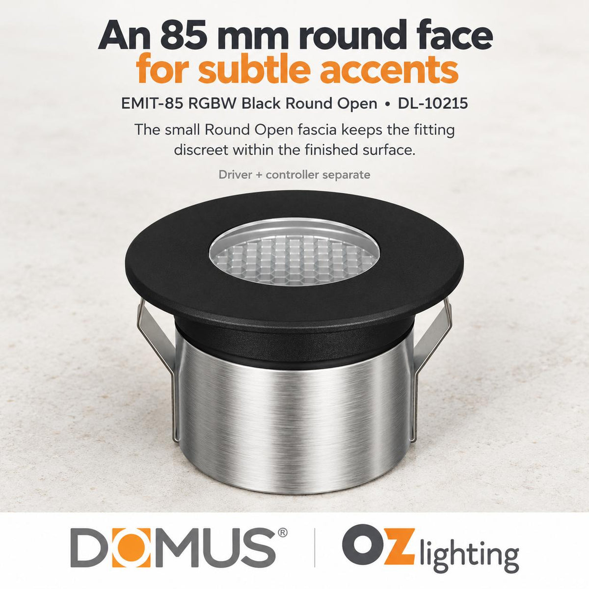 Domus EMIT-85-RGBW-BLK LED Inground Light - 6W, 24V DC, RGBW, IP67, Recessed, Black - DRIVER REQUIRED-Domus Lighting-Ozlighting.com.au
