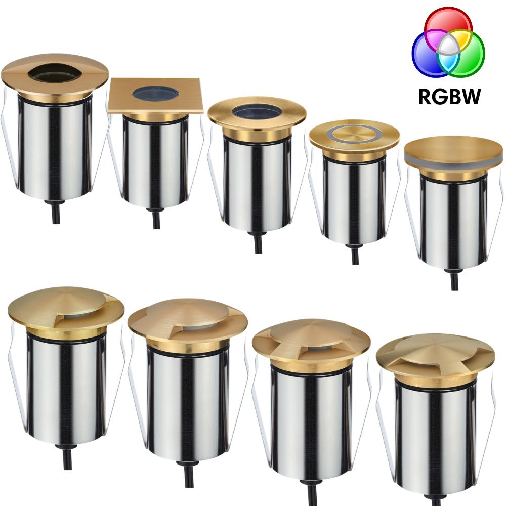 Domus EMIT-85-RGBW-BRS - 6W LED 24V DC RGBW Recessed Inground Light IP67 Brushed Brass- DRIVER REQUIRED-Domus Lighting-Ozlighting.com.au